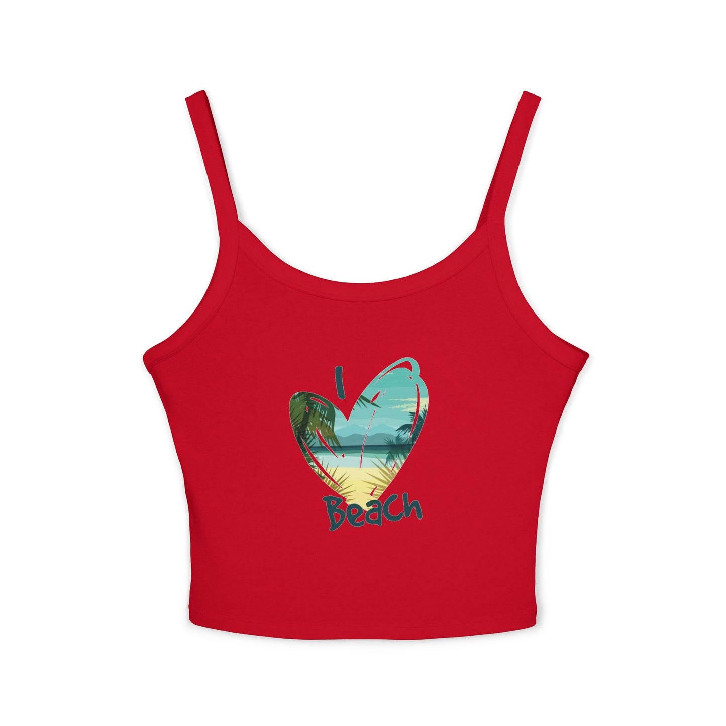 Beach Love Spaghetti Strap Tank Top | Perfect Summer Wear, Vacation Outfit, Cute Beach Top, Gift for Beach Lovers, Casual Summer Style