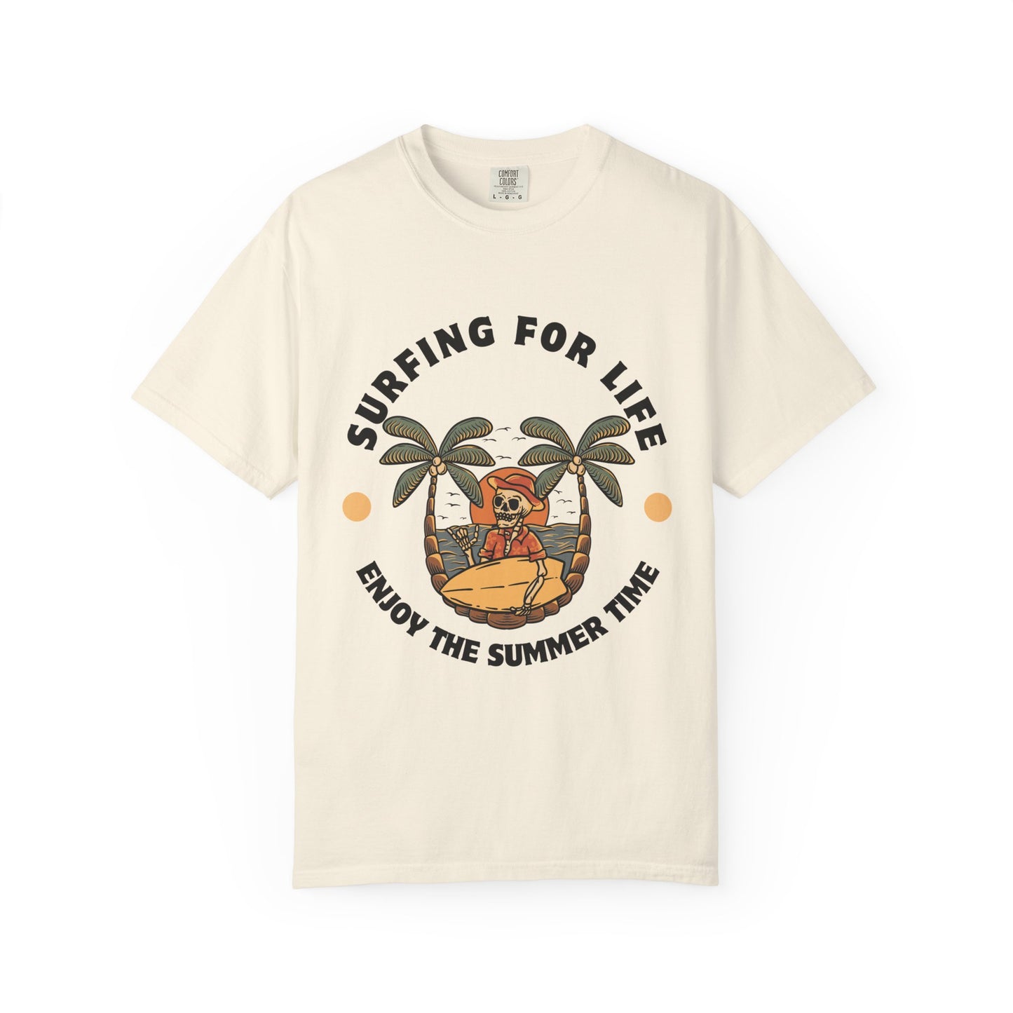 Summer Vibes Surfing Tee – Vintage Garment-Dyed Unisex T-Shirt for Beach Lovers"