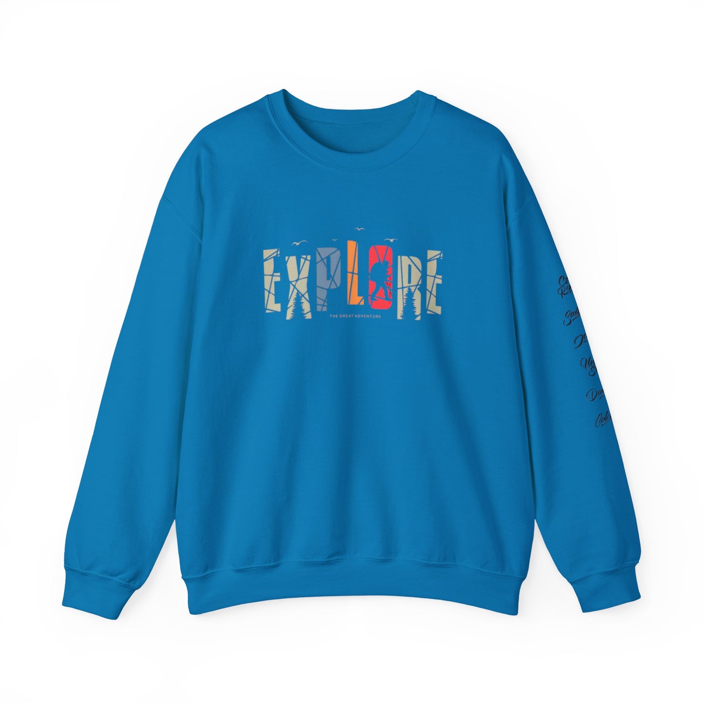 Explore Adventure Crewneck Sweatshirt, Cozy Gift for Travelers, Warm Casual Wear, Outdoor Activities, Perfect for Fall & Winter