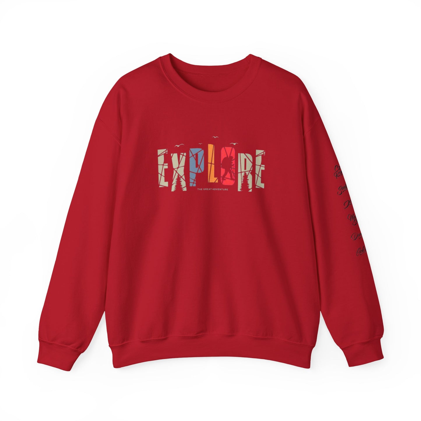 Explore Adventure Crewneck Sweatshirt, Cozy Gift for Travelers, Warm Casual Wear, Outdoor Activities, Perfect for Fall & Winter