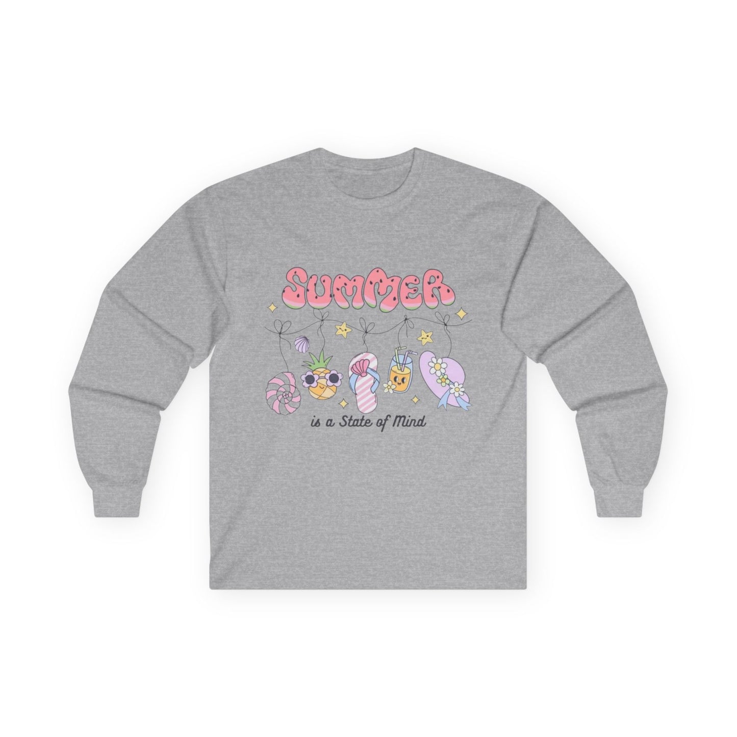 Unisex Long Sleeve Summer Tee - Fun and Vibrant Design, Perfect for Beach Days, Vacation, Gifts, Summer Parties, Relaxation