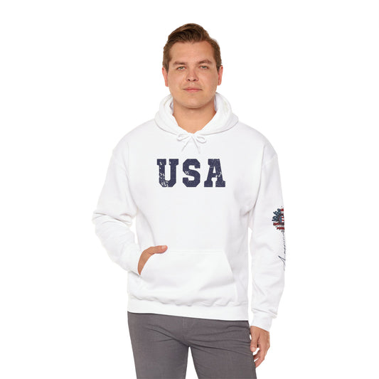 USA All American Girl Hoodie - Unisex Heavy Blend Sweatshirt, Patriotic Apparel, 4th of July Outfit, Casual Wear, Gift for Her