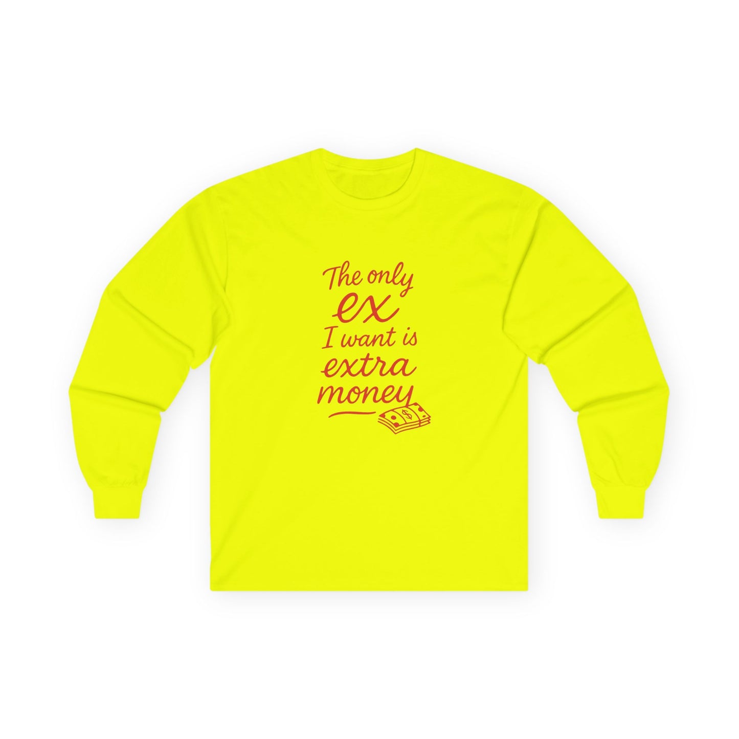 Funny Money Long Sleeve Tee, Humor Shirt, Gift for Money Lovers, Casual Wear, Extra Money Tee