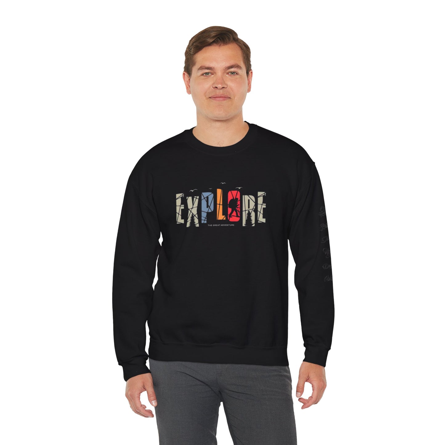 Explore Adventure Crewneck Sweatshirt, Cozy Gift for Travelers, Warm Casual Wear, Outdoor Activities, Perfect for Fall & Winter