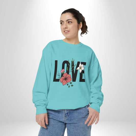 Floral Love Sweatshirt - Cozy Unisex Sweatshirt for Valentine's Day, Gift for Her, Spring Fashion, Self-Love