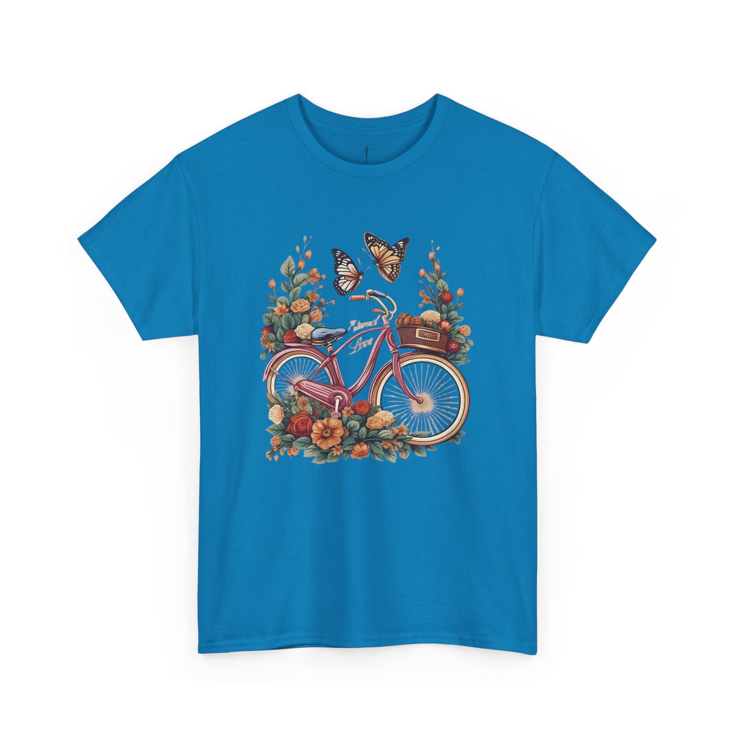 Vintage Floral Bicycle Tee, Unisex Cotton T-Shirt, Nature Lover Gift, Casual Wear, Eco-Friendly Fashion