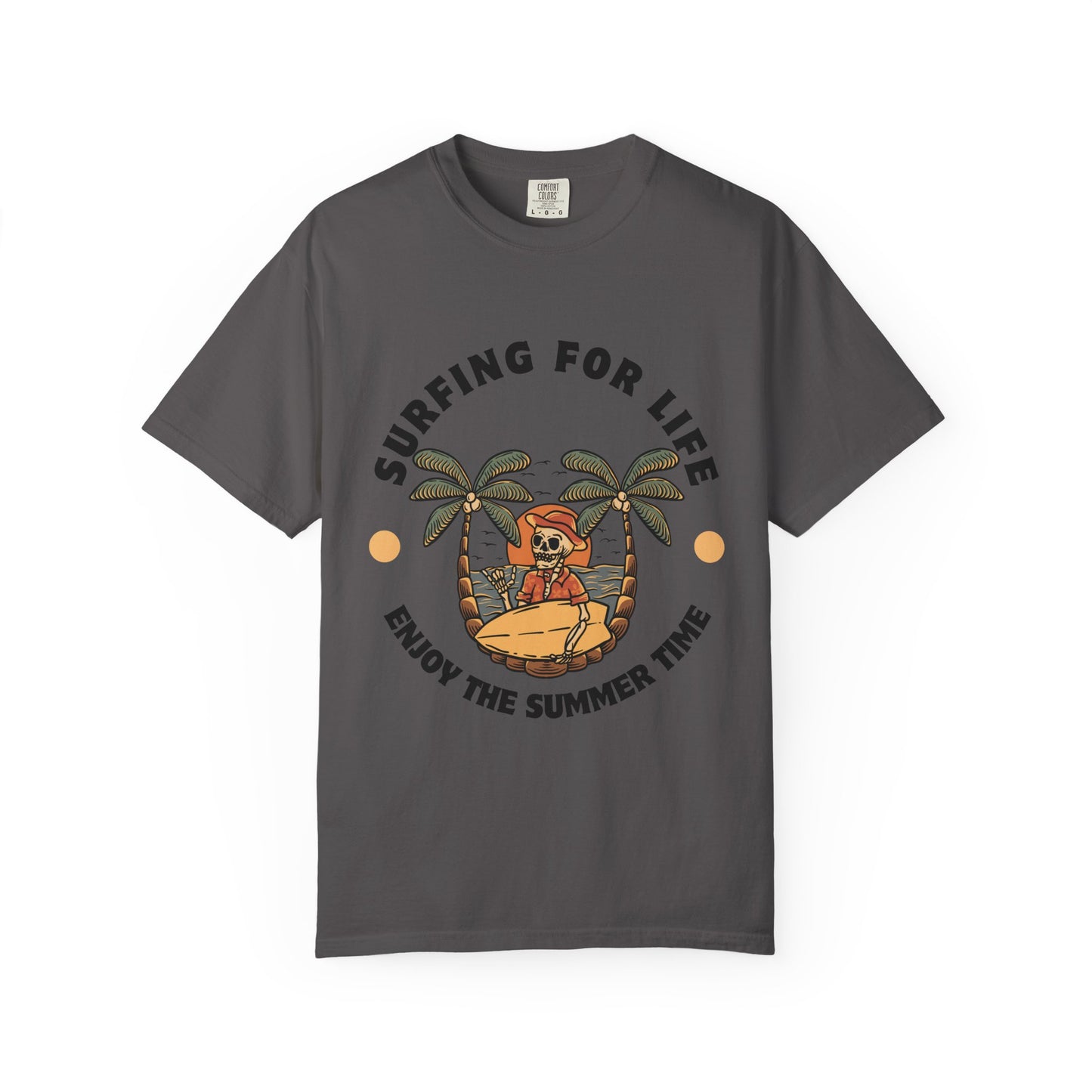 Summer Vibes Surfing Tee – Vintage Garment-Dyed Unisex T-Shirt for Beach Lovers"