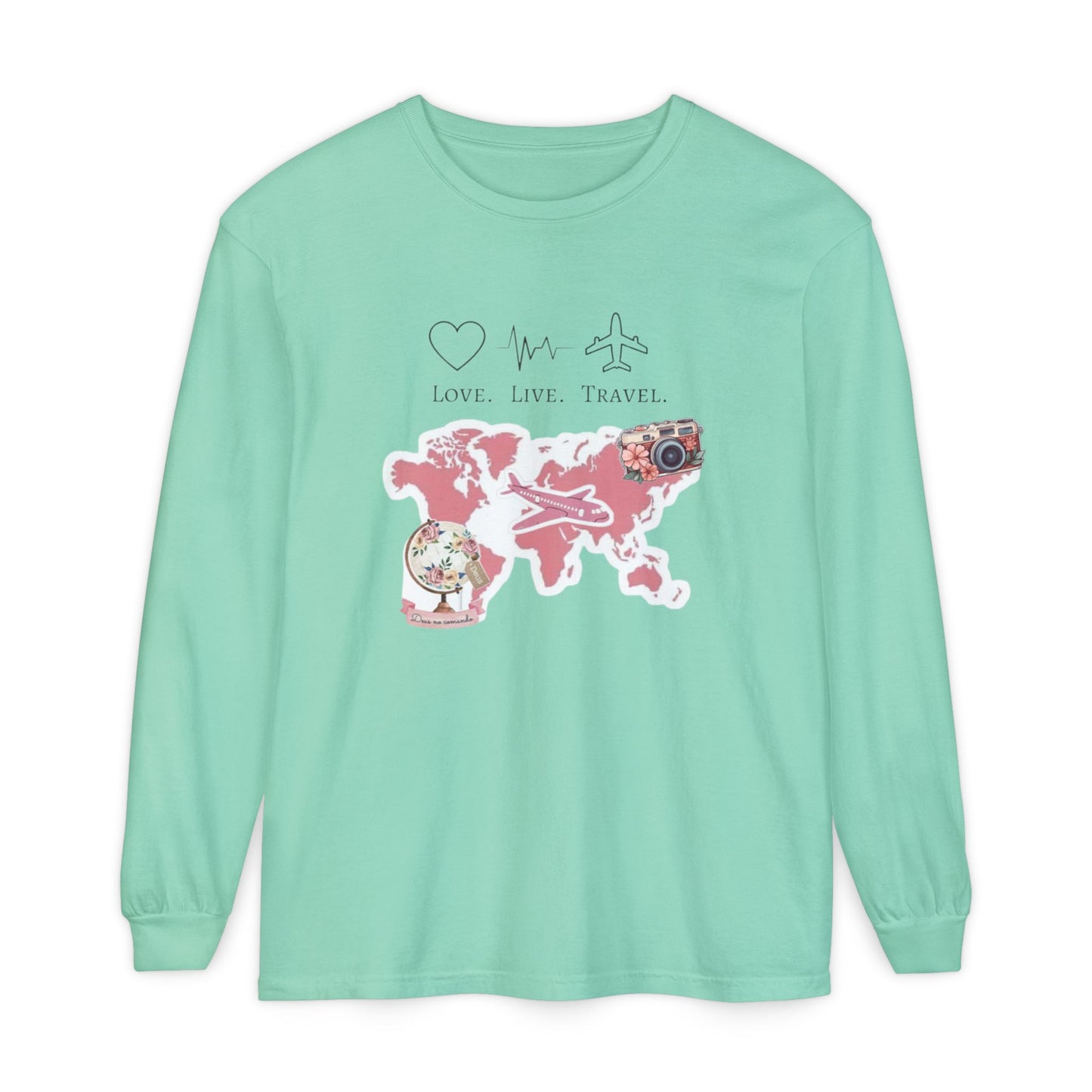 Travel-Themed Long Sleeve T-Shirt, Love Live Travel Shirt, Wanderlust Gift, Adventure Tee, Perfect for Travelers and Adventurers