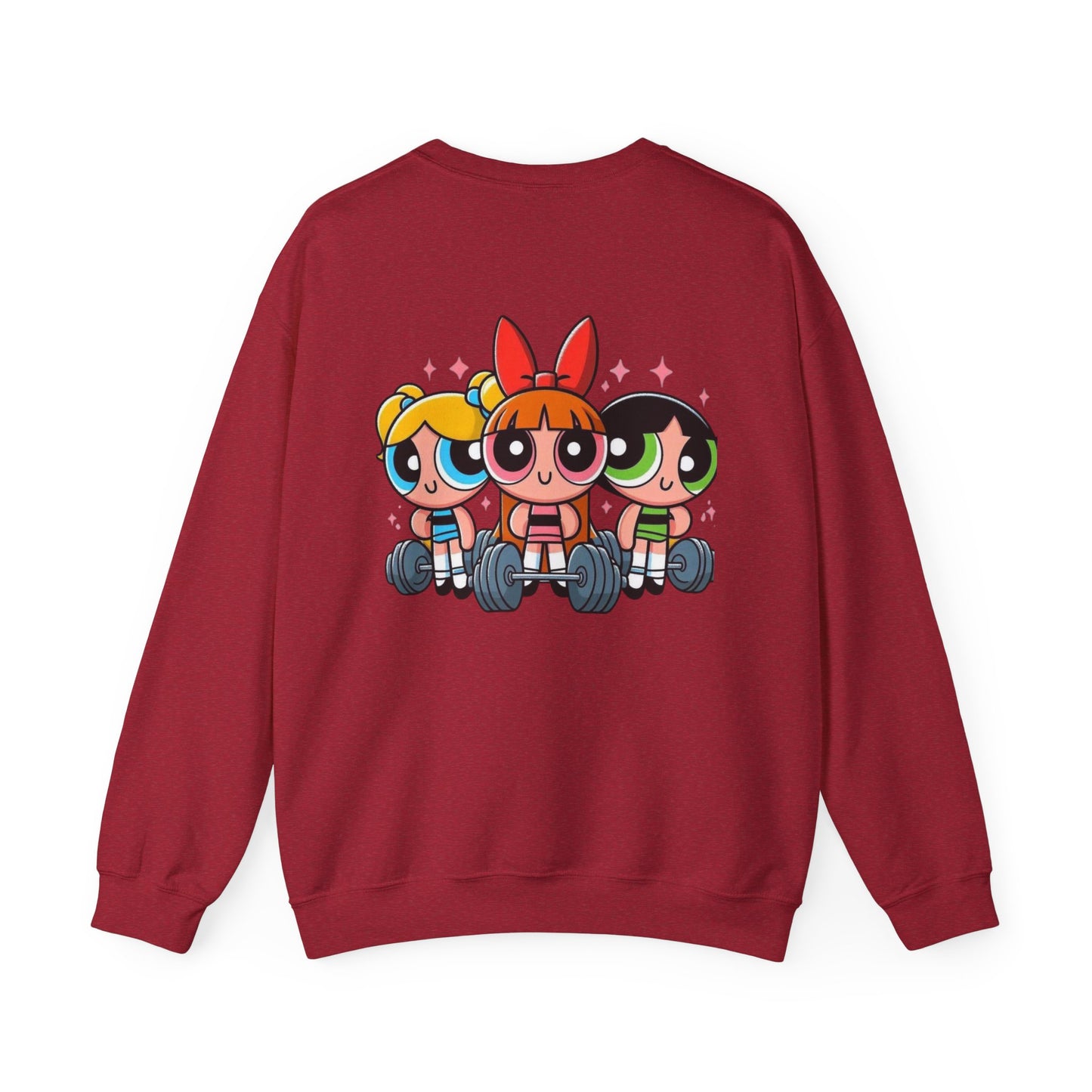 Powerpuff Girls Workout Crewneck Sweatshirt | Unisex Sweatshirt for Cartoon Lovers, Fitness Enthusiasts, Gifts, Casual Wear, Unique Apparel