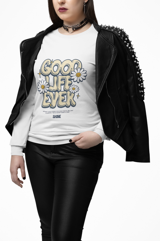 Good Life Floral Long Sleeve Tee, Unisex Cotton Tee, Gift for Her, Positive Vibes Shirt, Spring Fashion, Everyday Comfort