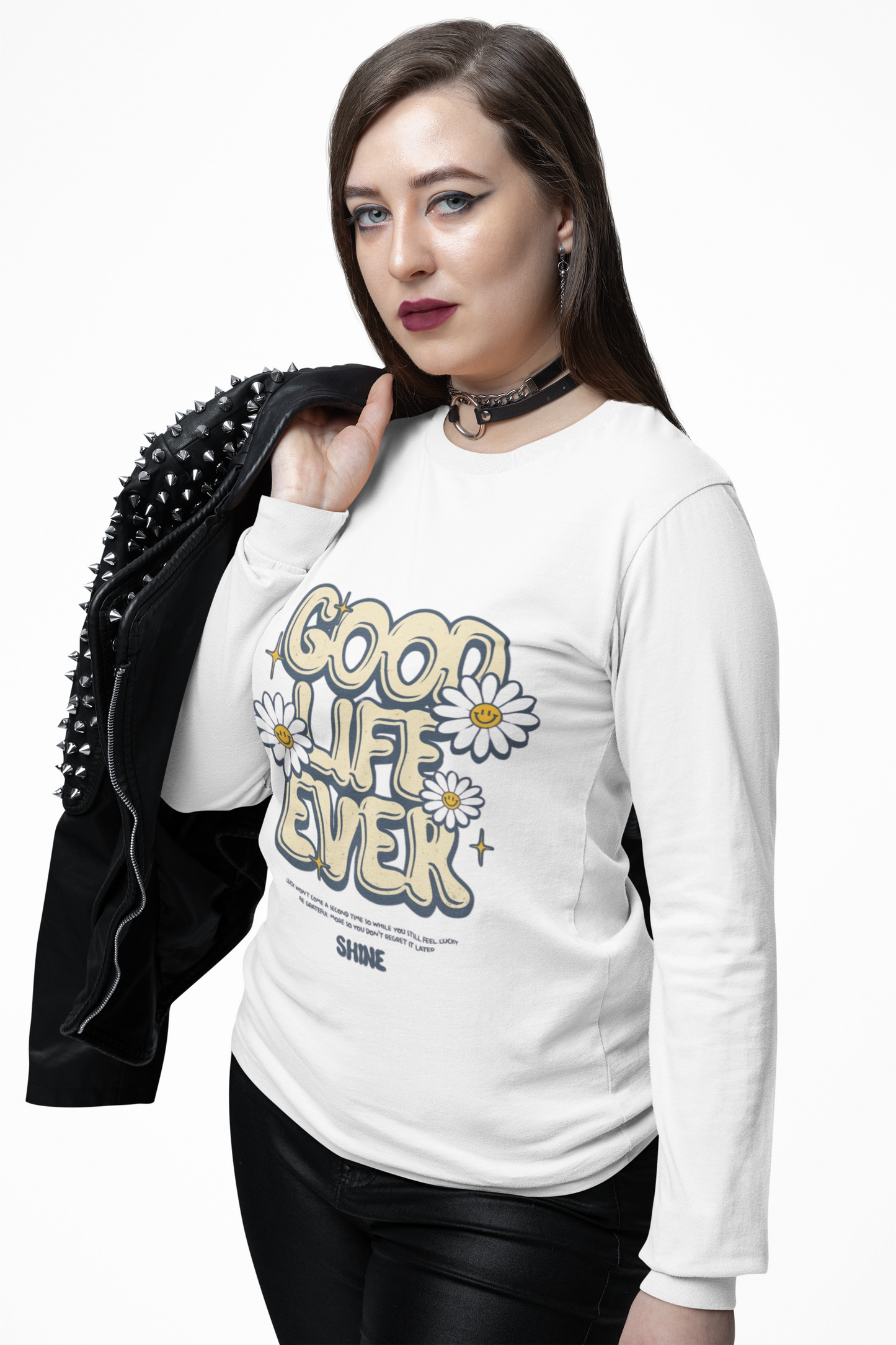 Good Life Floral Long Sleeve Tee, Unisex Cotton Tee, Gift for Her, Positive Vibes Shirt, Spring Fashion, Everyday Comfort