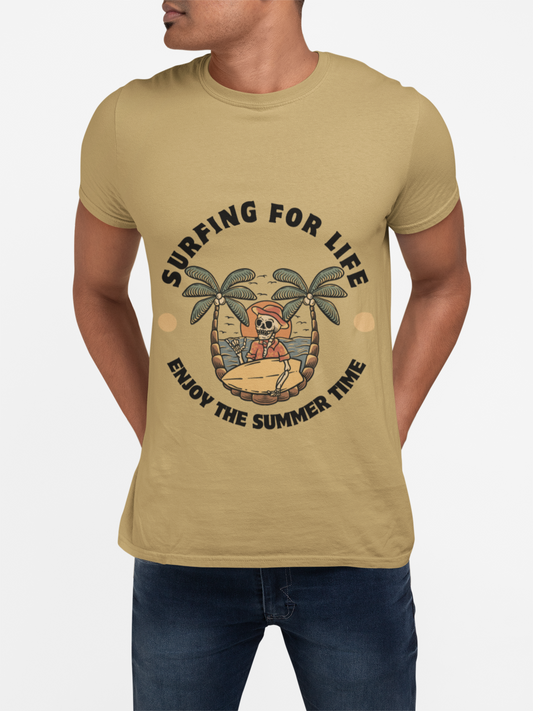 Summer Vibes Surfing Tee – Vintage Garment-Dyed Unisex T-Shirt for Beach Lovers"