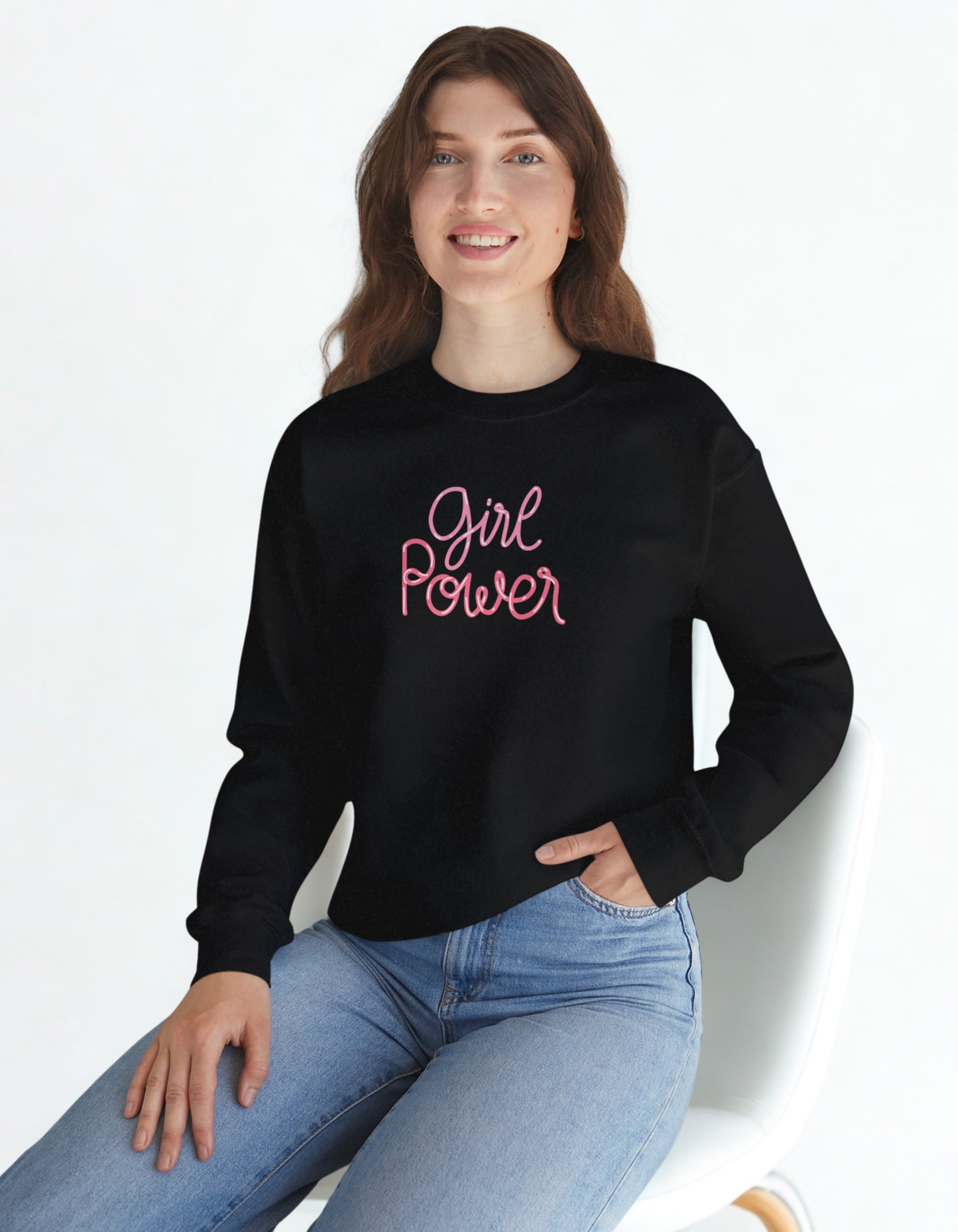 Empowering Girl Power Sweatshirt, Cozy Crewneck, Feminine Style, Gift for Her, Casual Fashion, Everyday Comfort