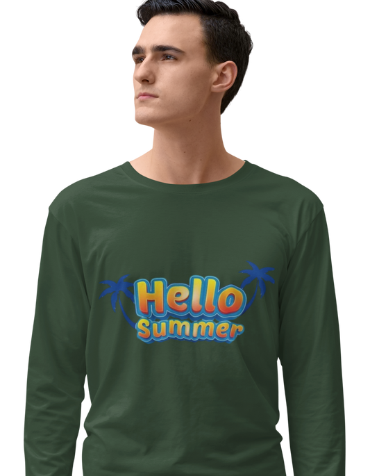 Hello Summer Unisex Long Sleeve Tee, Casual Summer Shirt, Beachwear, Gift for Vacation, Trendy Tee