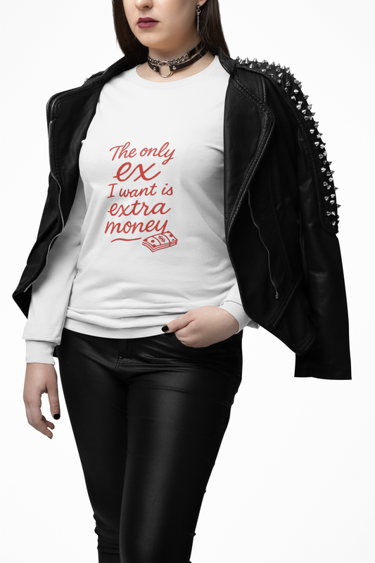 Funny Money Long Sleeve Tee, Humor Shirt, Gift for Money Lovers, Casual Wear, Extra Money Tee