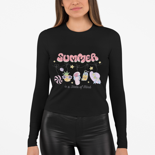 Unisex Long Sleeve Summer Tee - Fun and Vibrant Design, Perfect for Beach Days, Vacation, Gifts, Summer Parties, Relaxation