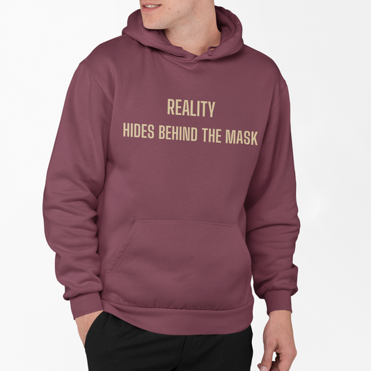 Reality Behind the Mask Sweatshirt | Unisex Heavy Blend™ Hoodie for Casual Wear, Pop Culture Apparel, Unique Gift, Statement Clothing