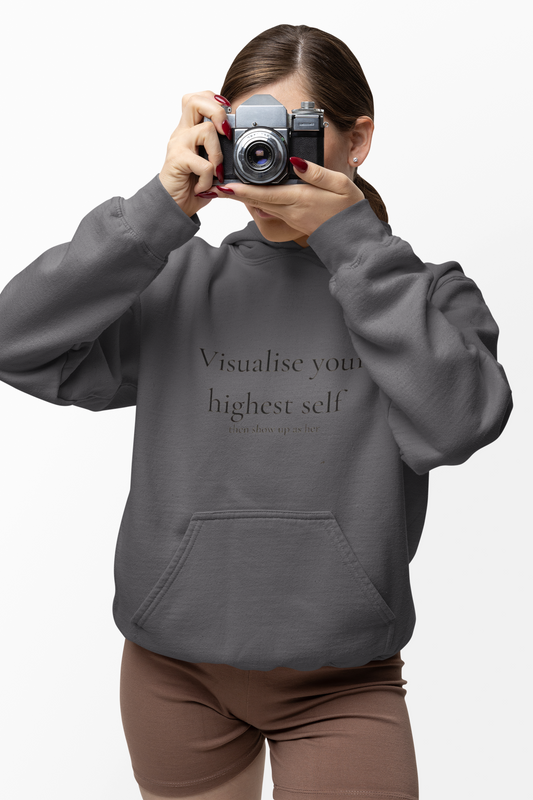 Inspirational Floral Hoodie - Visualise Your Highest Self, Motivational Sweatshirt, Self-Care Gift, Unisex Pullover, Cozy Lounge Wear