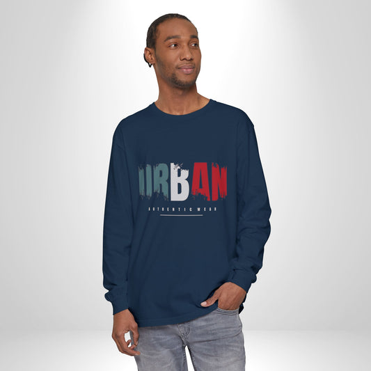Urban Vibe Long Sleeve Tee, Stylish Apparel, Casual Wear, Street Fashion, Gift for Trendsetters, Unisex Graphic Shirt
