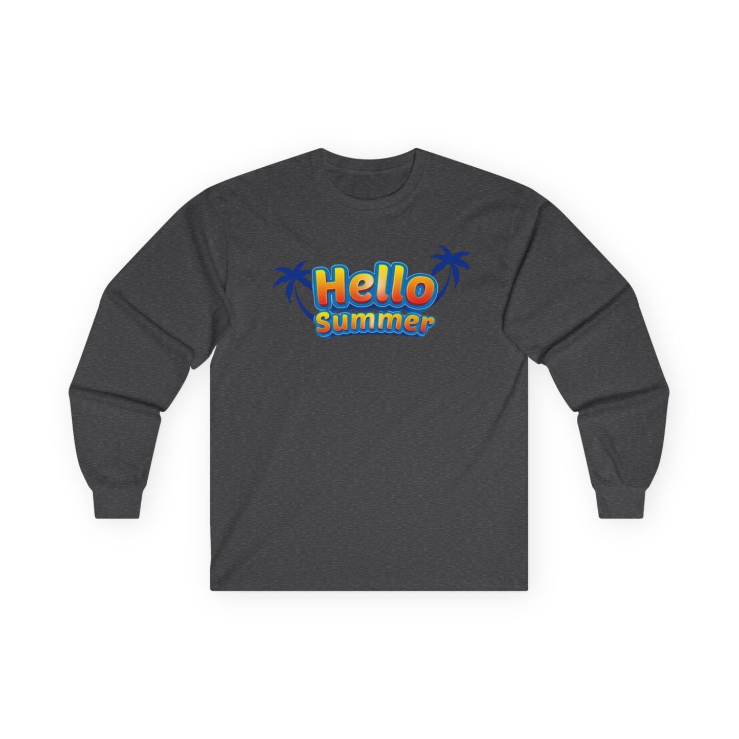 Hello Summer Unisex Long Sleeve Tee, Casual Summer Shirt, Beachwear, Gift for Vacation, Trendy Tee