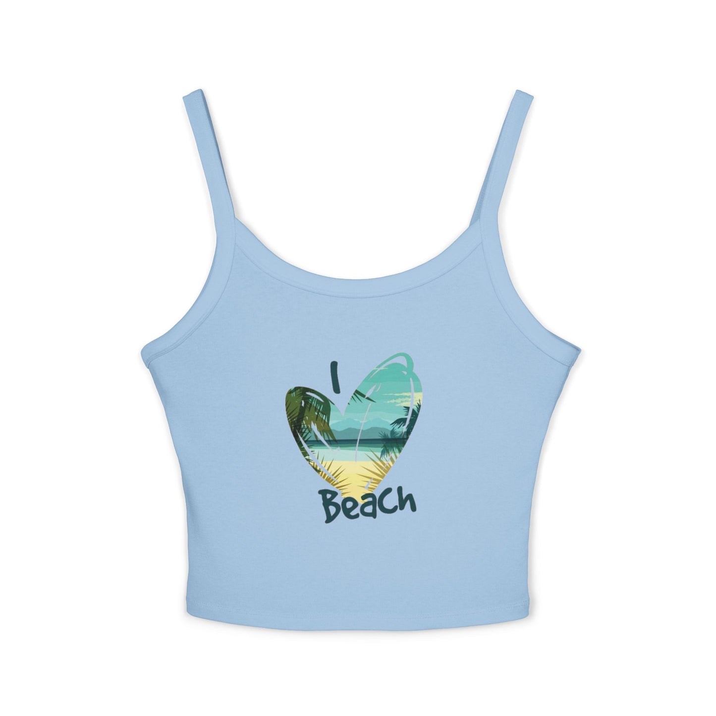Beach Love Spaghetti Strap Tank Top | Perfect Summer Wear, Vacation Outfit, Cute Beach Top, Gift for Beach Lovers, Casual Summer Style