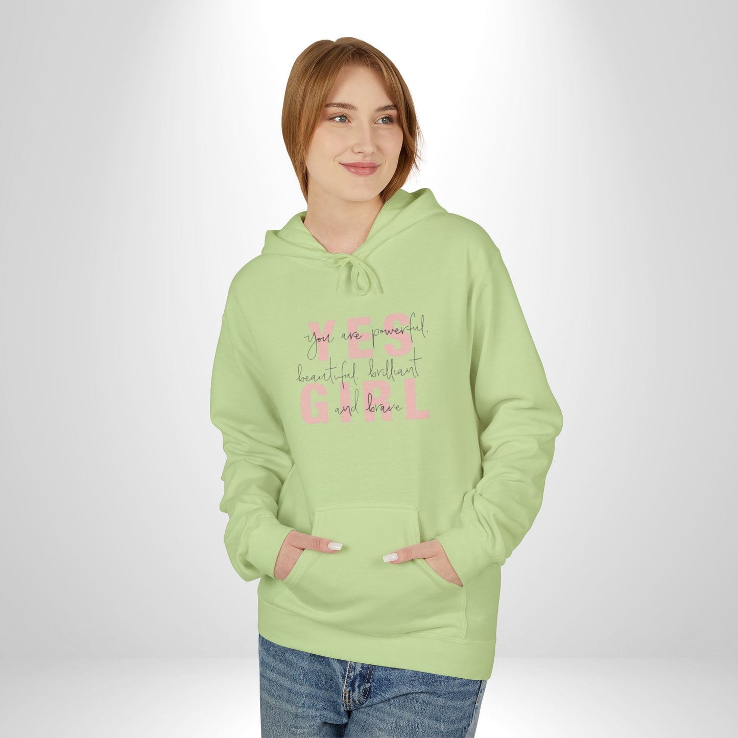 Empowering 'Yes Girl' Fleece Hoodie | Inspirational Women’s Apparel, Cozy Casual Wear, Motivational Gift, Trendy Streetwear