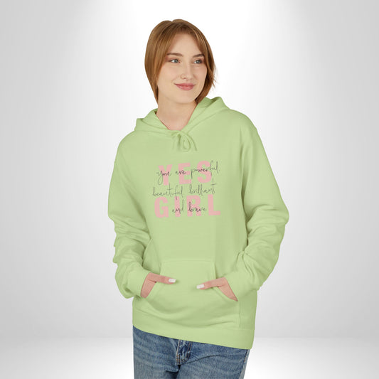 Empowering 'Yes Girl' Fleece Hoodie | Inspirational Women’s Apparel, Cozy Casual Wear, Motivational Gift, Trendy Streetwear
