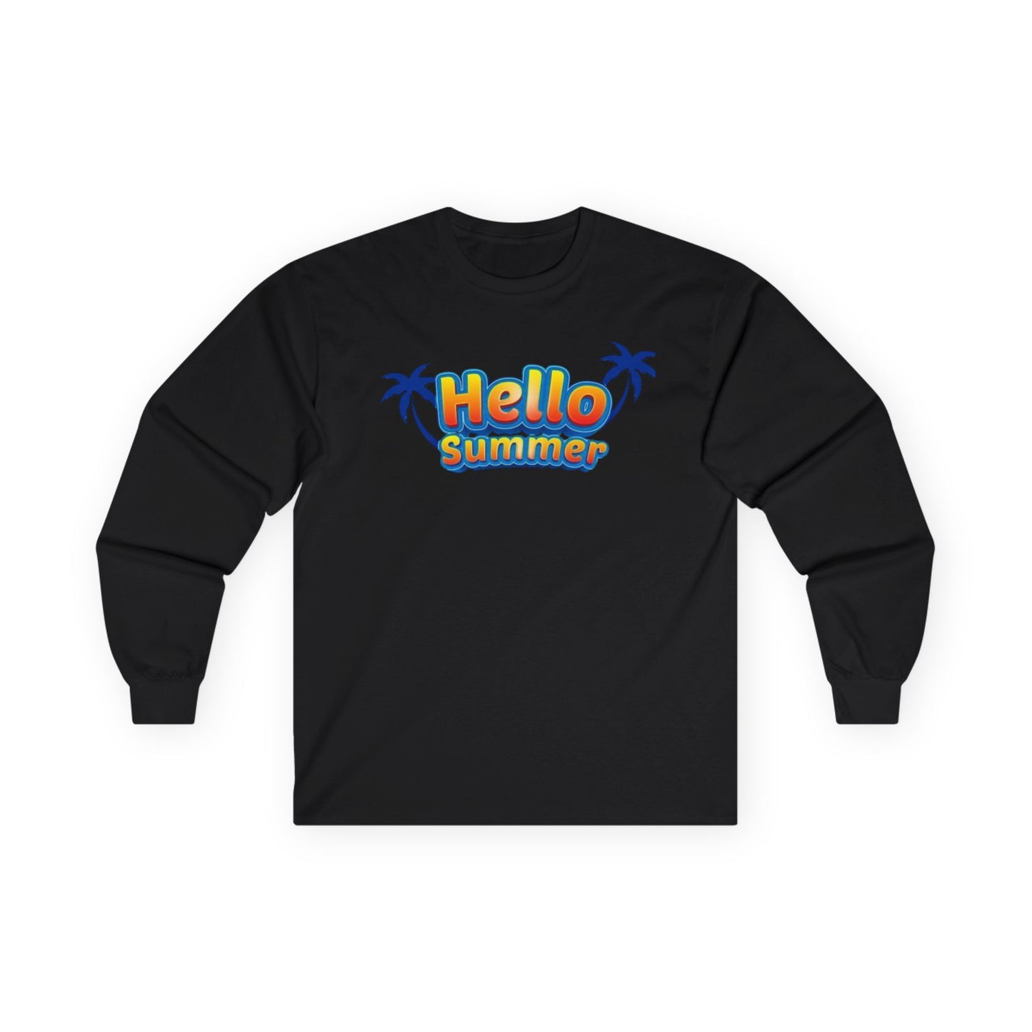 Hello Summer Unisex Long Sleeve Tee, Casual Summer Shirt, Beachwear, Gift for Vacation, Trendy Tee