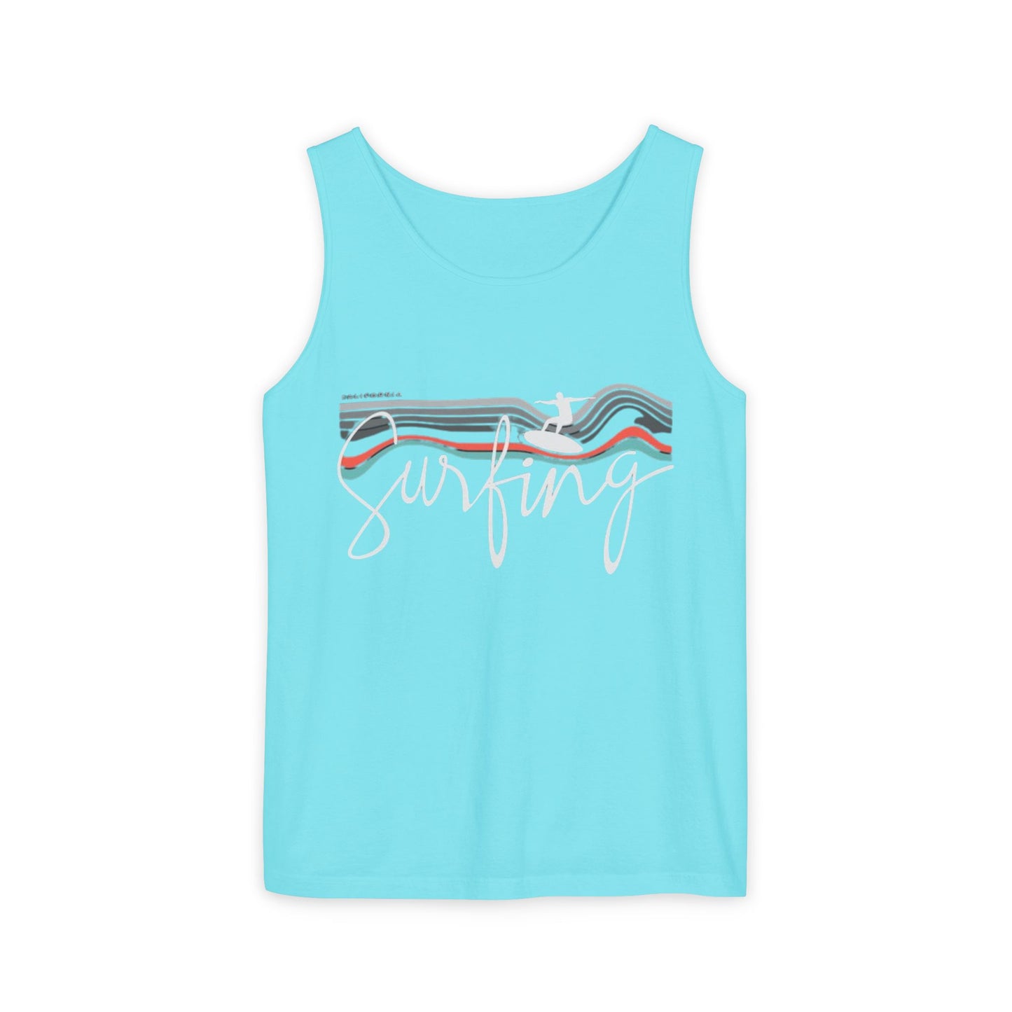 Surfing Vibes Unisex Tank Top, Summer Activewear, Beachwear, Gift for Surfer, Vacation Outfit, Casual Summer Style
