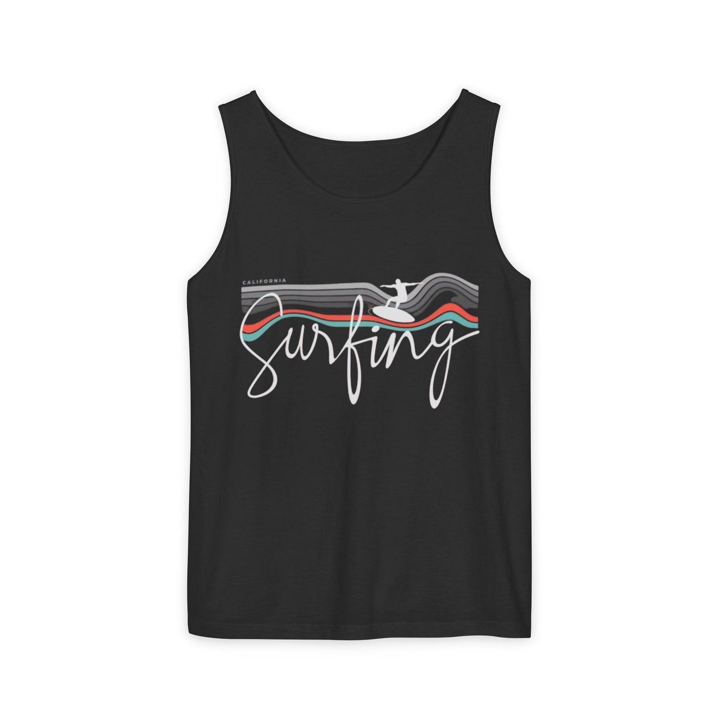 Surfing Vibes Unisex Tank Top, Summer Activewear, Beachwear, Gift for Surfer, Vacation Outfit, Casual Summer Style