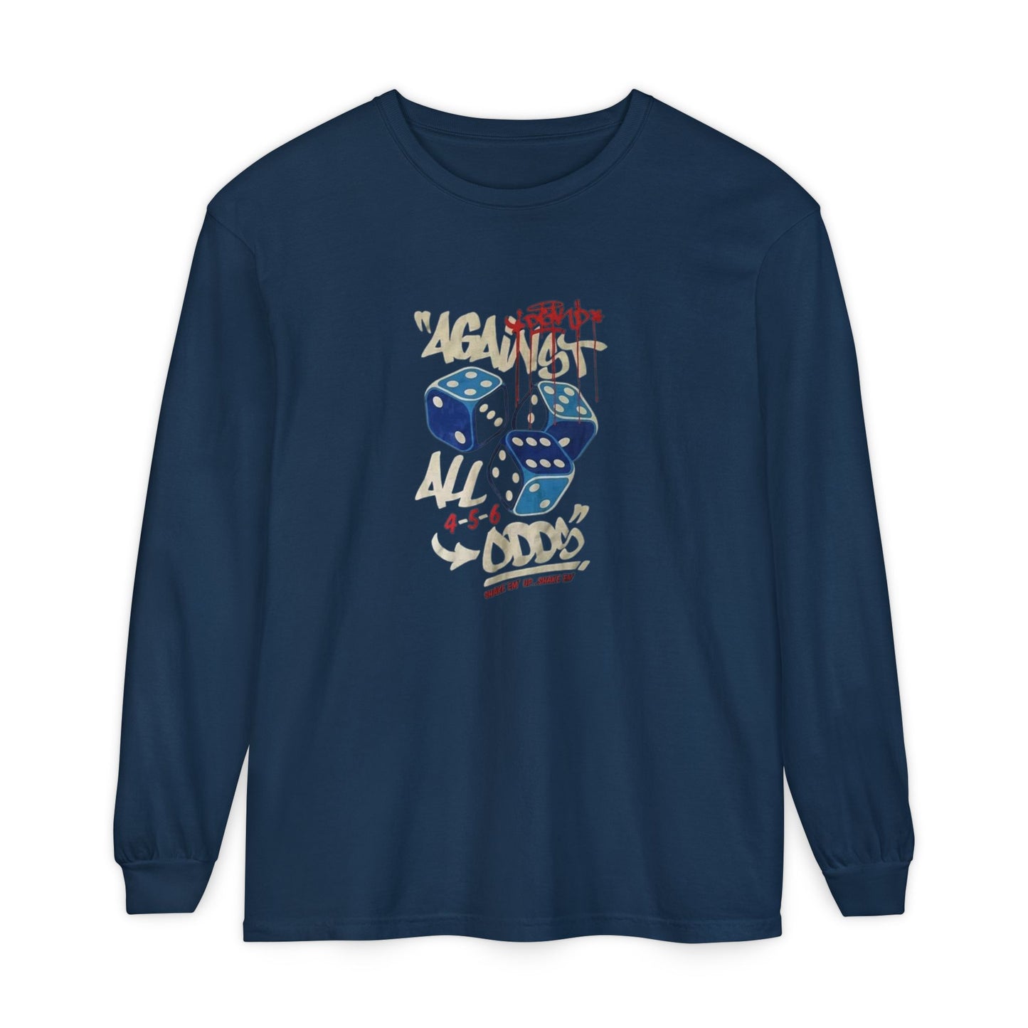 Lucky Dice Long Sleeve Tee, Unisex Shirt, Game Night Apparel, Casual Outfit, Gift for Gamers, Fun Retro Vibes