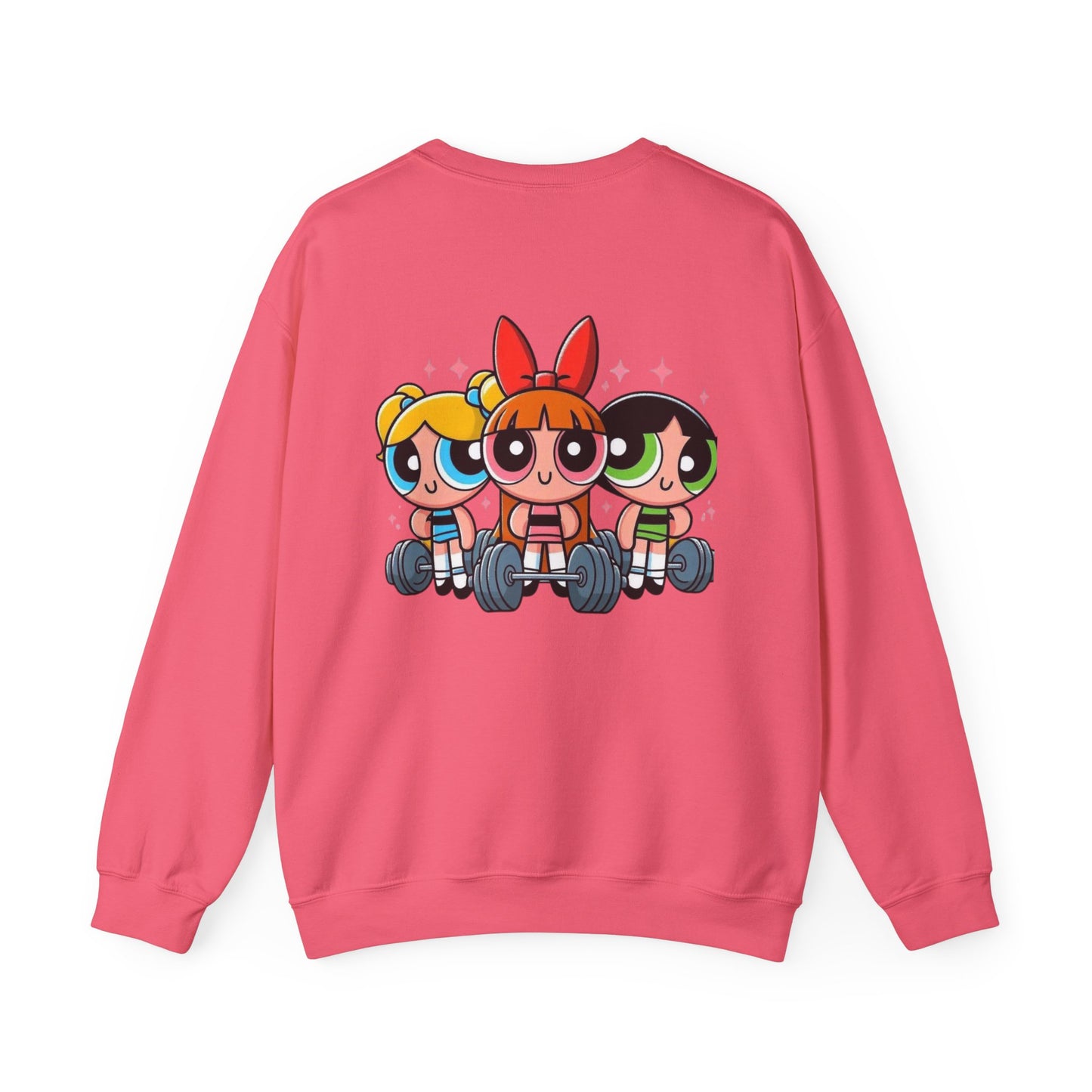 Powerpuff Girls Workout Crewneck Sweatshirt | Unisex Sweatshirt for Cartoon Lovers, Fitness Enthusiasts, Gifts, Casual Wear, Unique Apparel