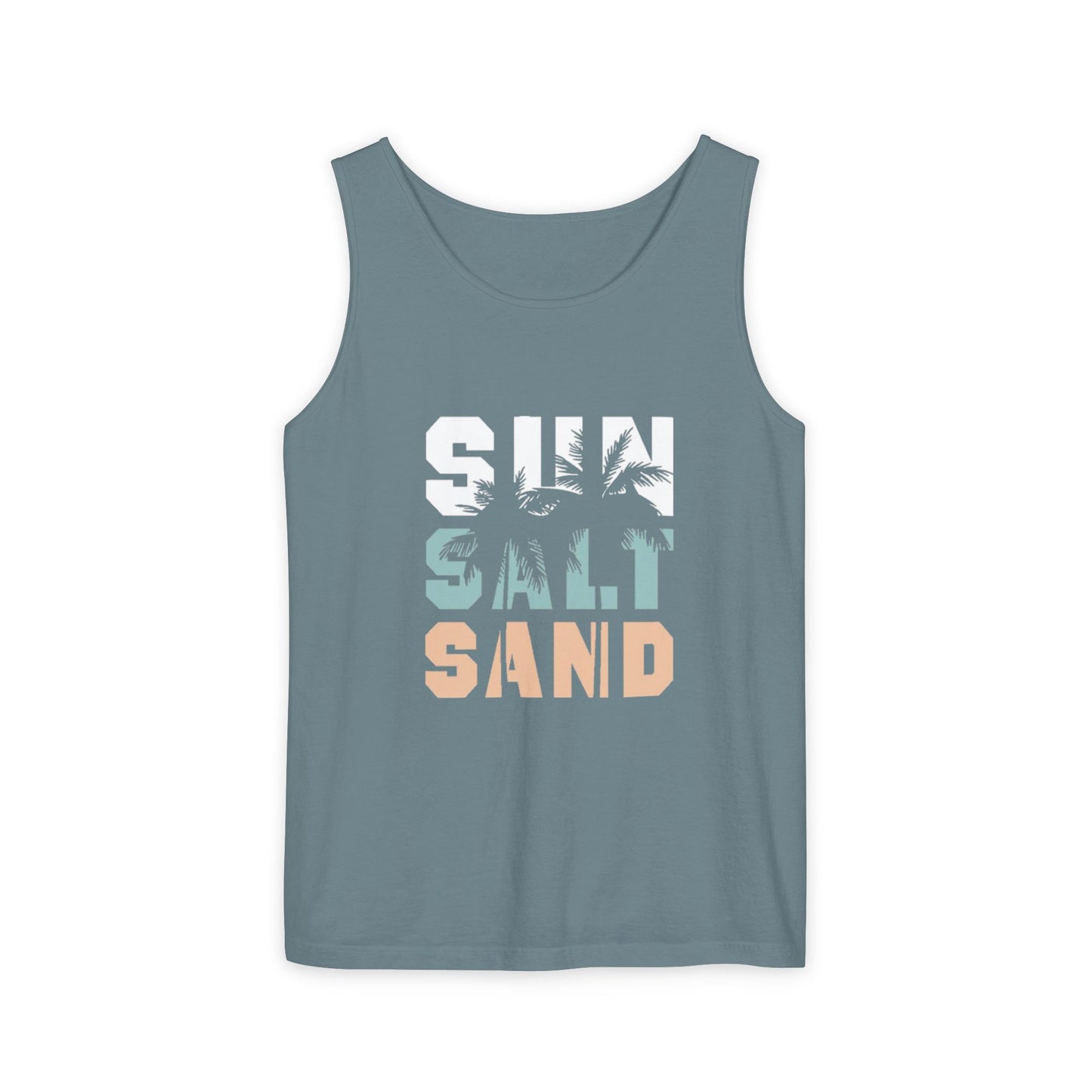 Salty Sand Tank Top for Beach Lovers | Unisex Garment-Dyed Summer Top, Vacation Essential, Perfect Gift for Surfing, Pool, and Travel
