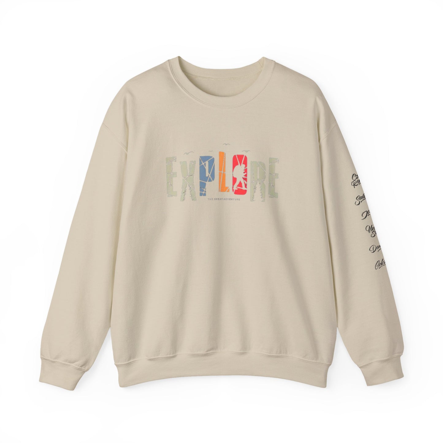 Explore Adventure Crewneck Sweatshirt, Cozy Gift for Travelers, Warm Casual Wear, Outdoor Activities, Perfect for Fall & Winter