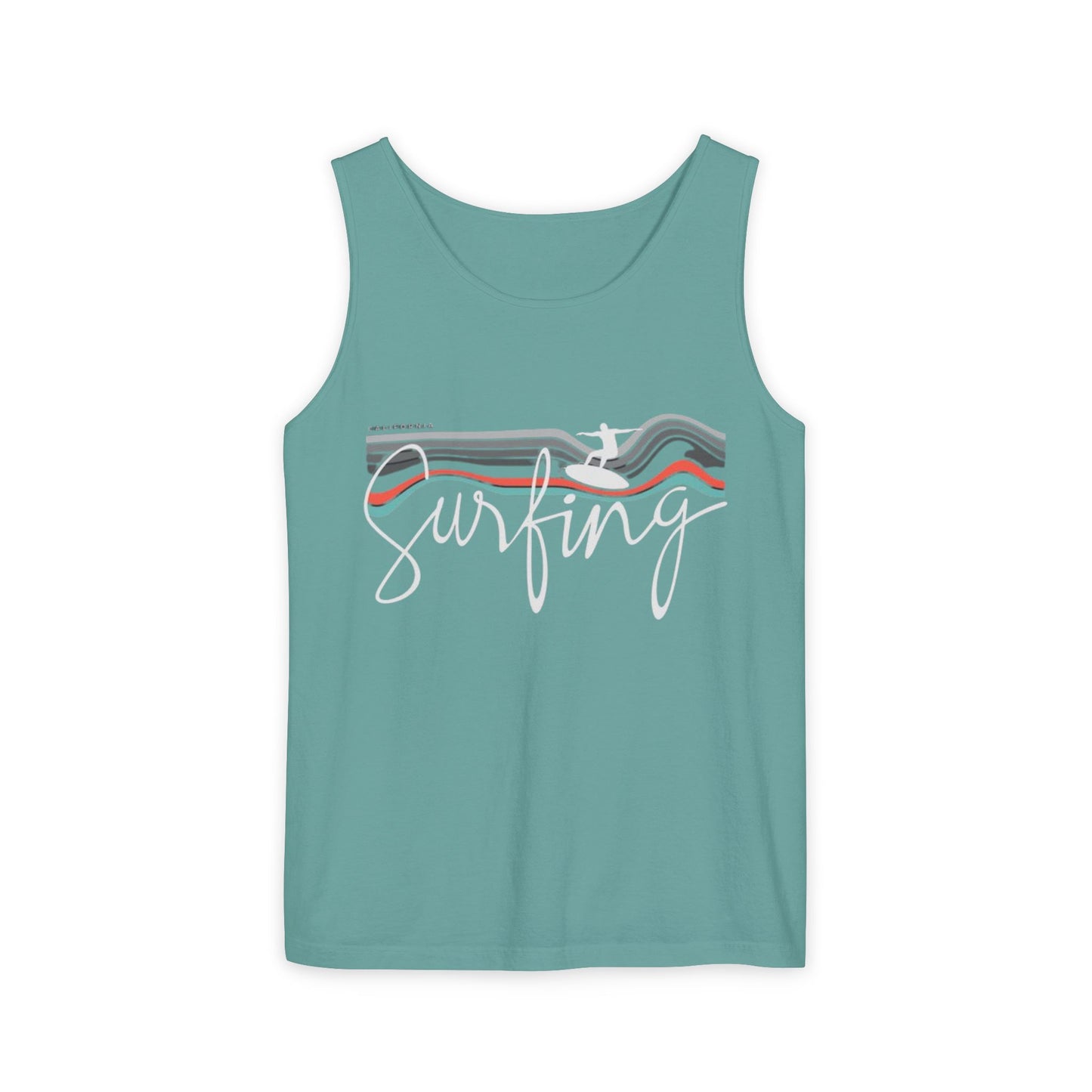 Surfing Vibes Unisex Tank Top, Summer Activewear, Beachwear, Gift for Surfer, Vacation Outfit, Casual Summer Style