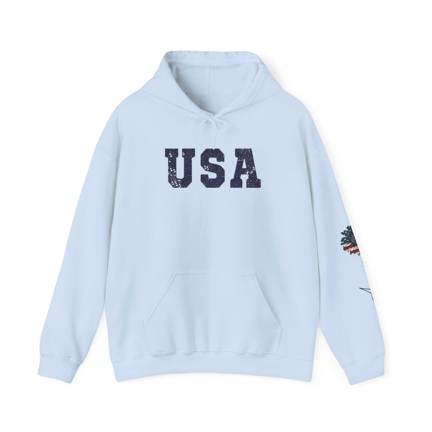 USA All American Girl Hoodie - Unisex Heavy Blend Sweatshirt, Patriotic Apparel, 4th of July Outfit, Casual Wear, Gift for Her