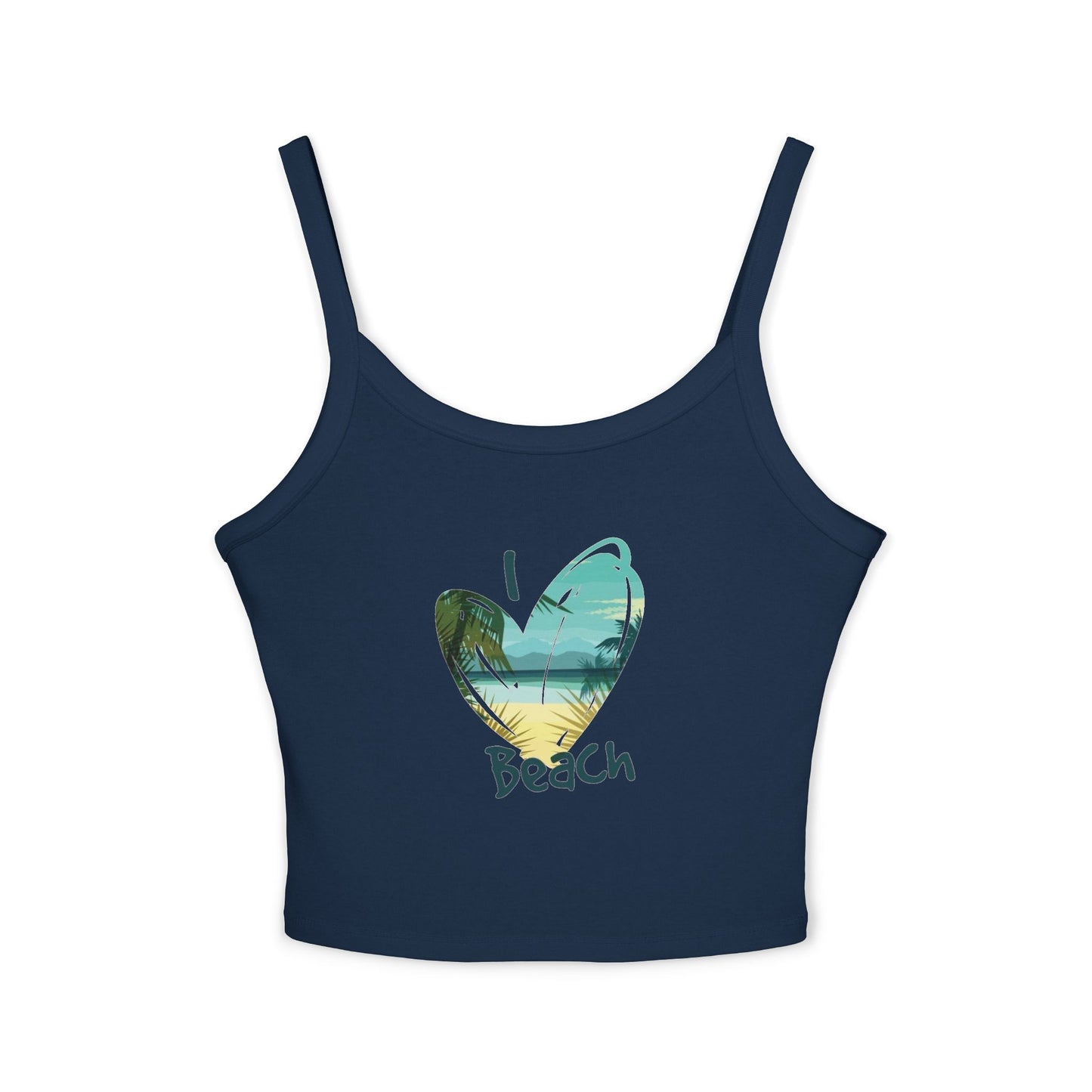 Beach Love Spaghetti Strap Tank Top | Perfect Summer Wear, Vacation Outfit, Cute Beach Top, Gift for Beach Lovers, Casual Summer Style