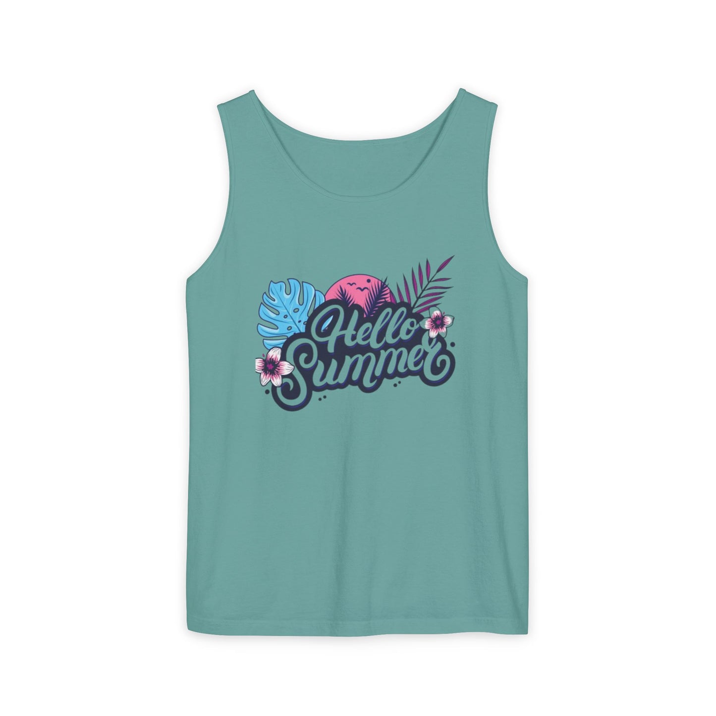 Hello Summer Women’s Tank Top – Soft Cotton, Relaxed Fit, Beach Vibes Tee