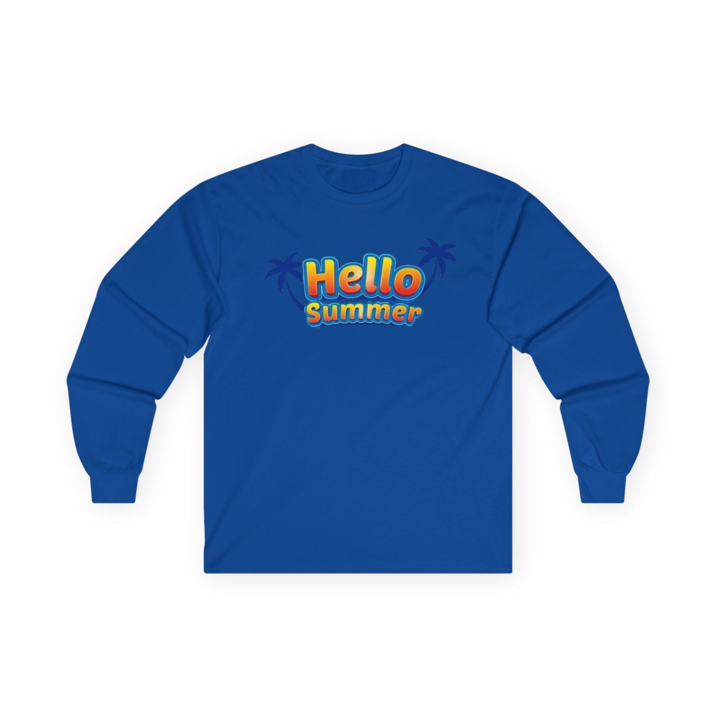 Hello Summer Unisex Long Sleeve Tee, Casual Summer Shirt, Beachwear, Gift for Vacation, Trendy Tee