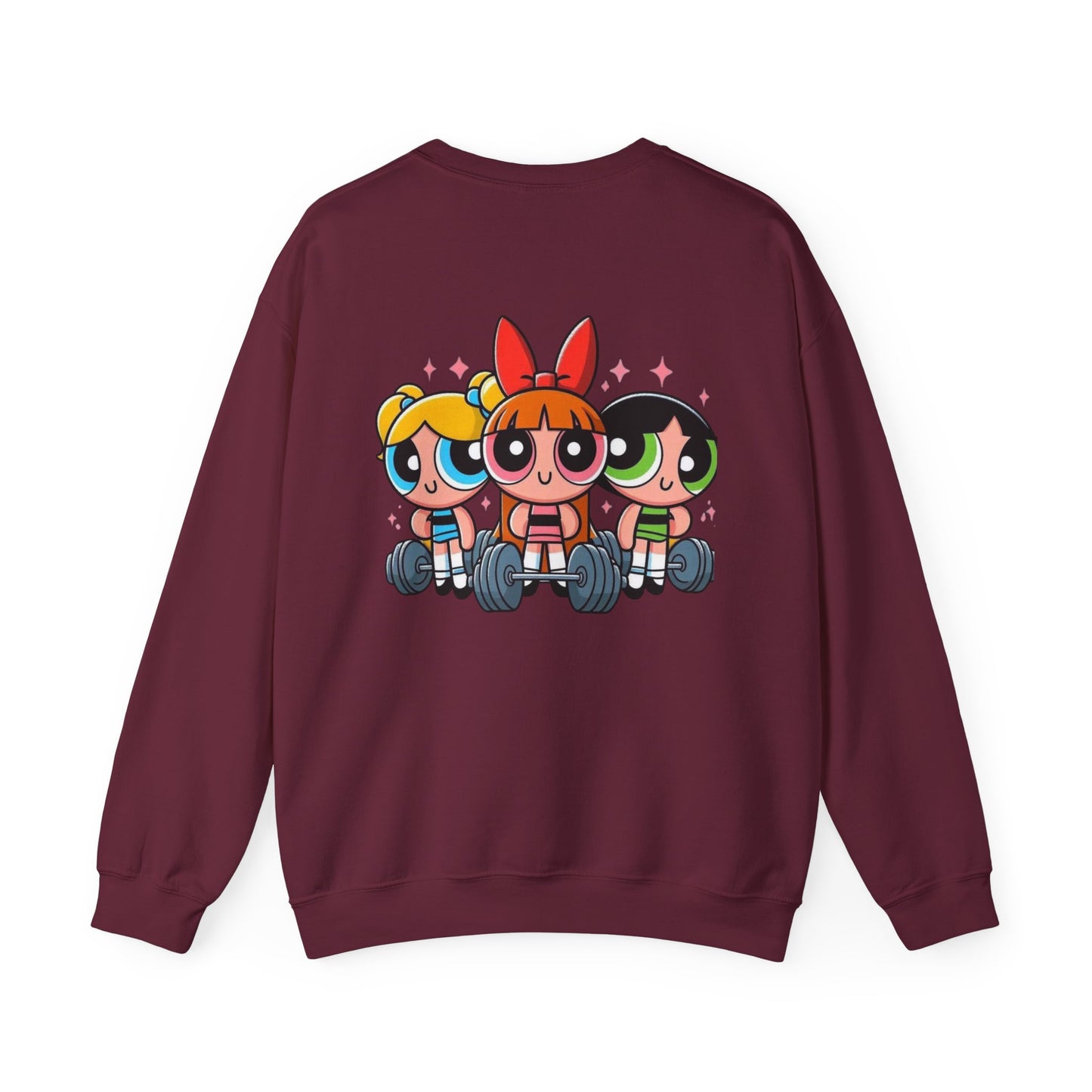 Powerpuff Girls Workout Crewneck Sweatshirt | Unisex Sweatshirt for Cartoon Lovers, Fitness Enthusiasts, Gifts, Casual Wear, Unique Apparel