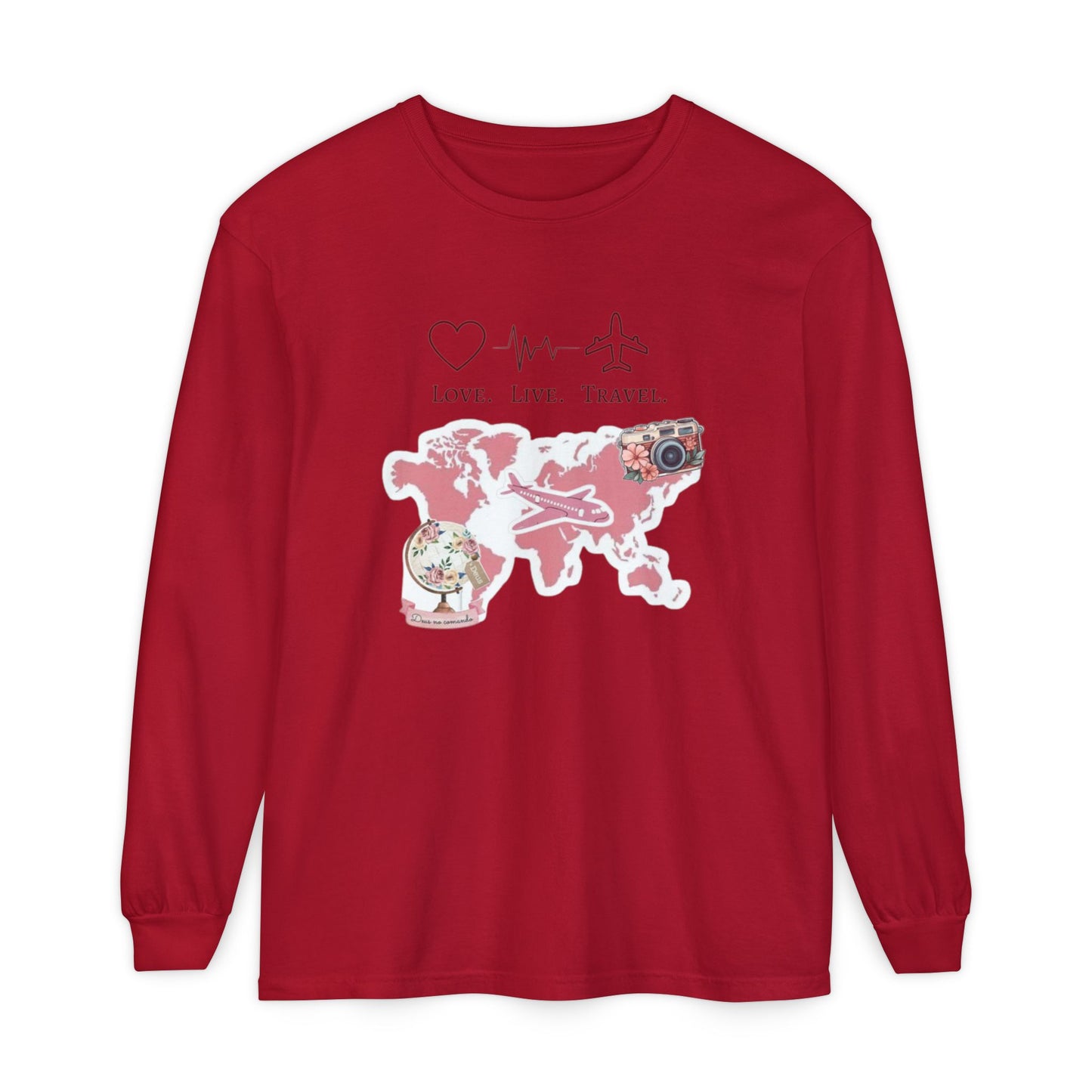Travel-Themed Long Sleeve T-Shirt, Love Live Travel Shirt, Wanderlust Gift, Adventure Tee, Perfect for Travelers and Adventurers