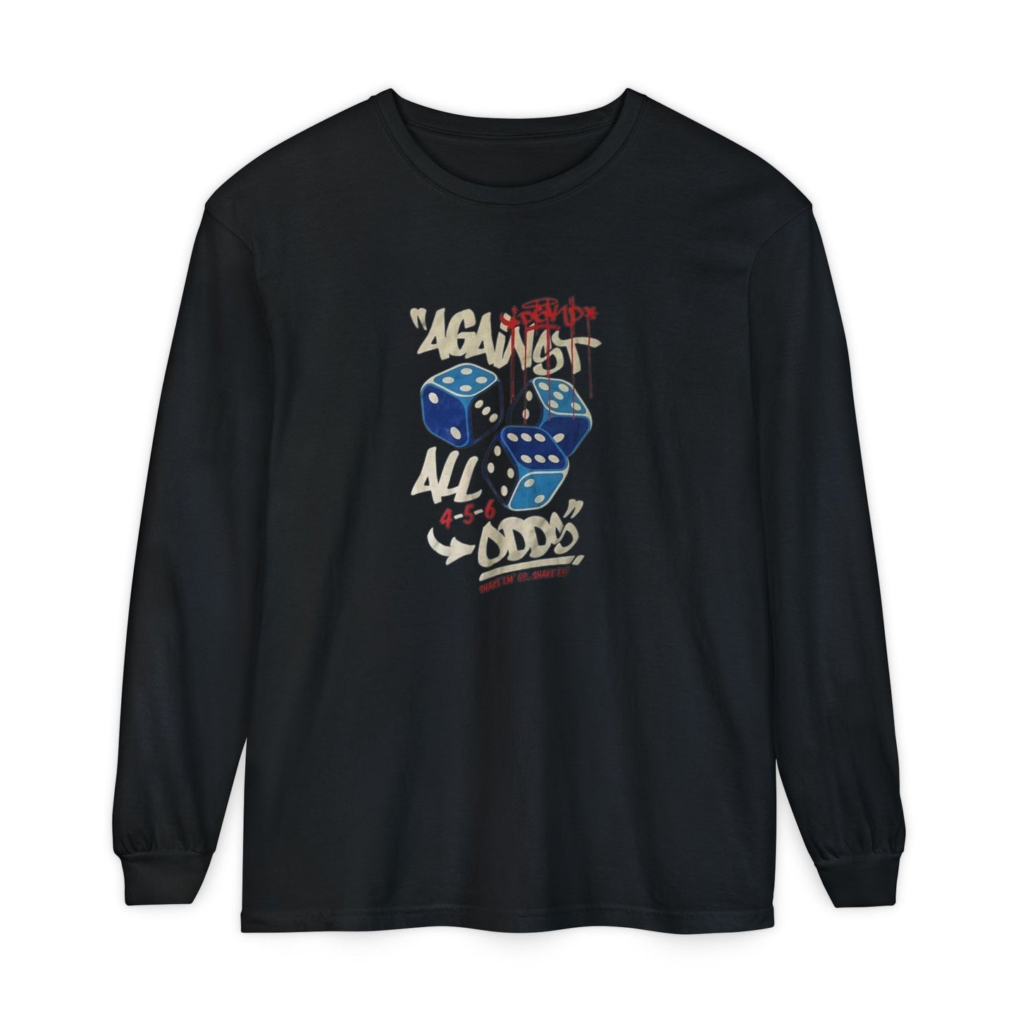 Lucky Dice Long Sleeve Tee, Unisex Shirt, Game Night Apparel, Casual Outfit, Gift for Gamers, Fun Retro Vibes