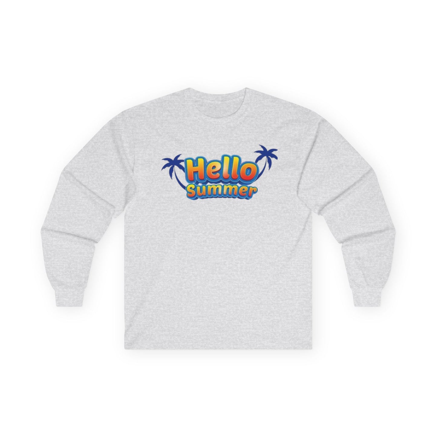 Hello Summer Unisex Long Sleeve Tee, Casual Summer Shirt, Beachwear, Gift for Vacation, Trendy Tee