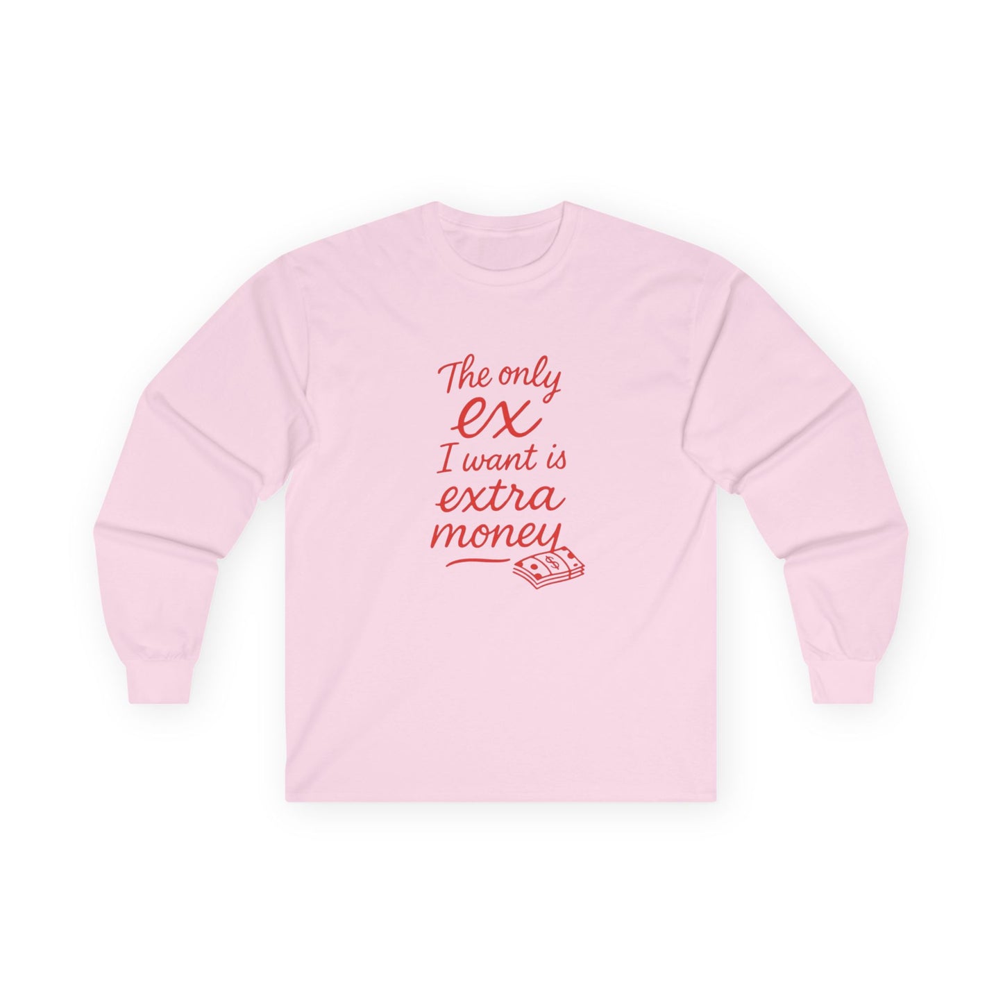 Funny Money Long Sleeve Tee, Humor Shirt, Gift for Money Lovers, Casual Wear, Extra Money Tee