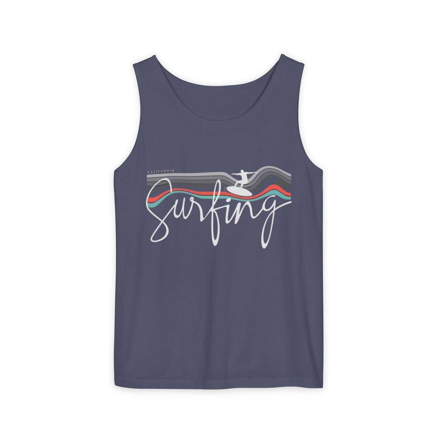 Surfing Vibes Unisex Tank Top, Summer Activewear, Beachwear, Gift for Surfer, Vacation Outfit, Casual Summer Style