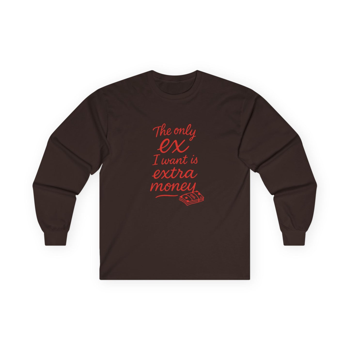Funny Money Long Sleeve Tee, Humor Shirt, Gift for Money Lovers, Casual Wear, Extra Money Tee