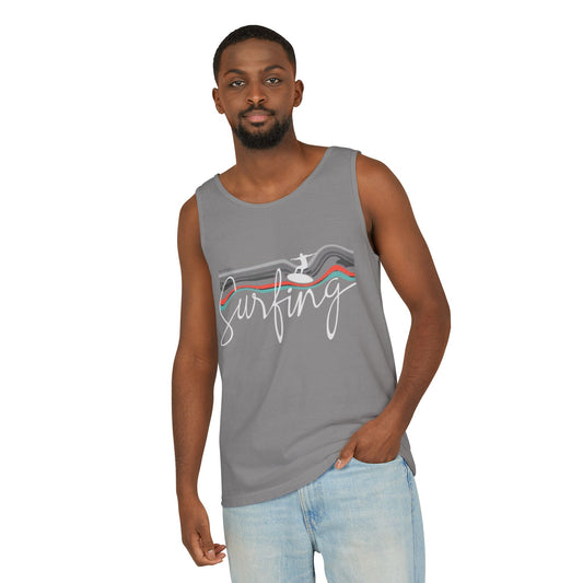 Surfing Vibes Unisex Tank Top, Summer Activewear, Beachwear, Gift for Surfer, Vacation Outfit, Casual Summer Style