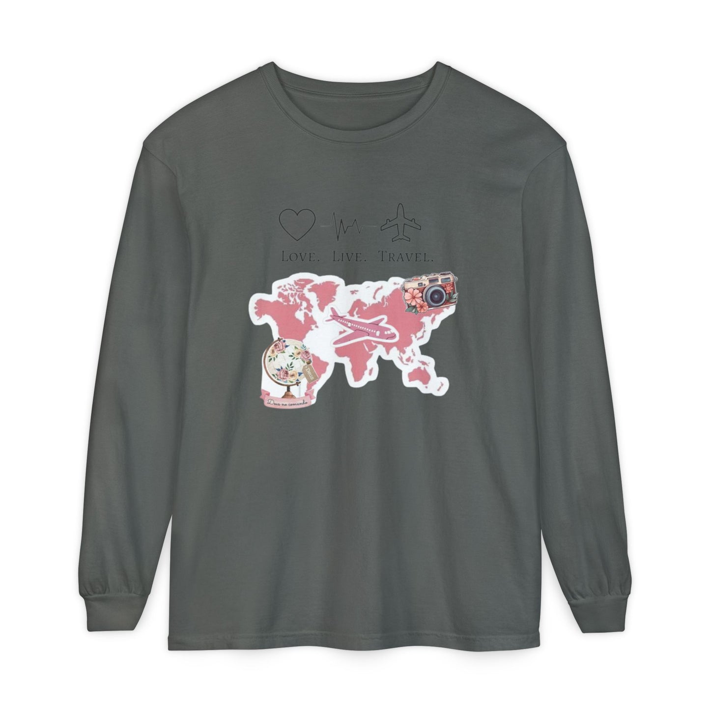 Travel-Themed Long Sleeve T-Shirt, Love Live Travel Shirt, Wanderlust Gift, Adventure Tee, Perfect for Travelers and Adventurers