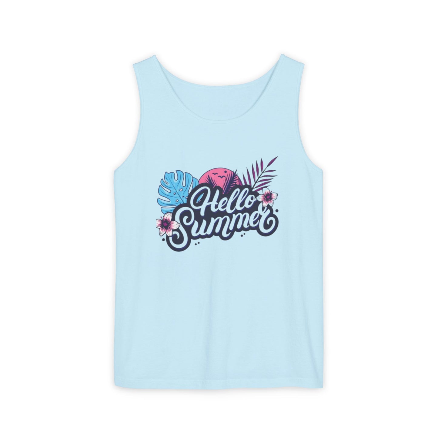 Hello Summer Women’s Tank Top – Soft Cotton, Relaxed Fit, Beach Vibes Tee