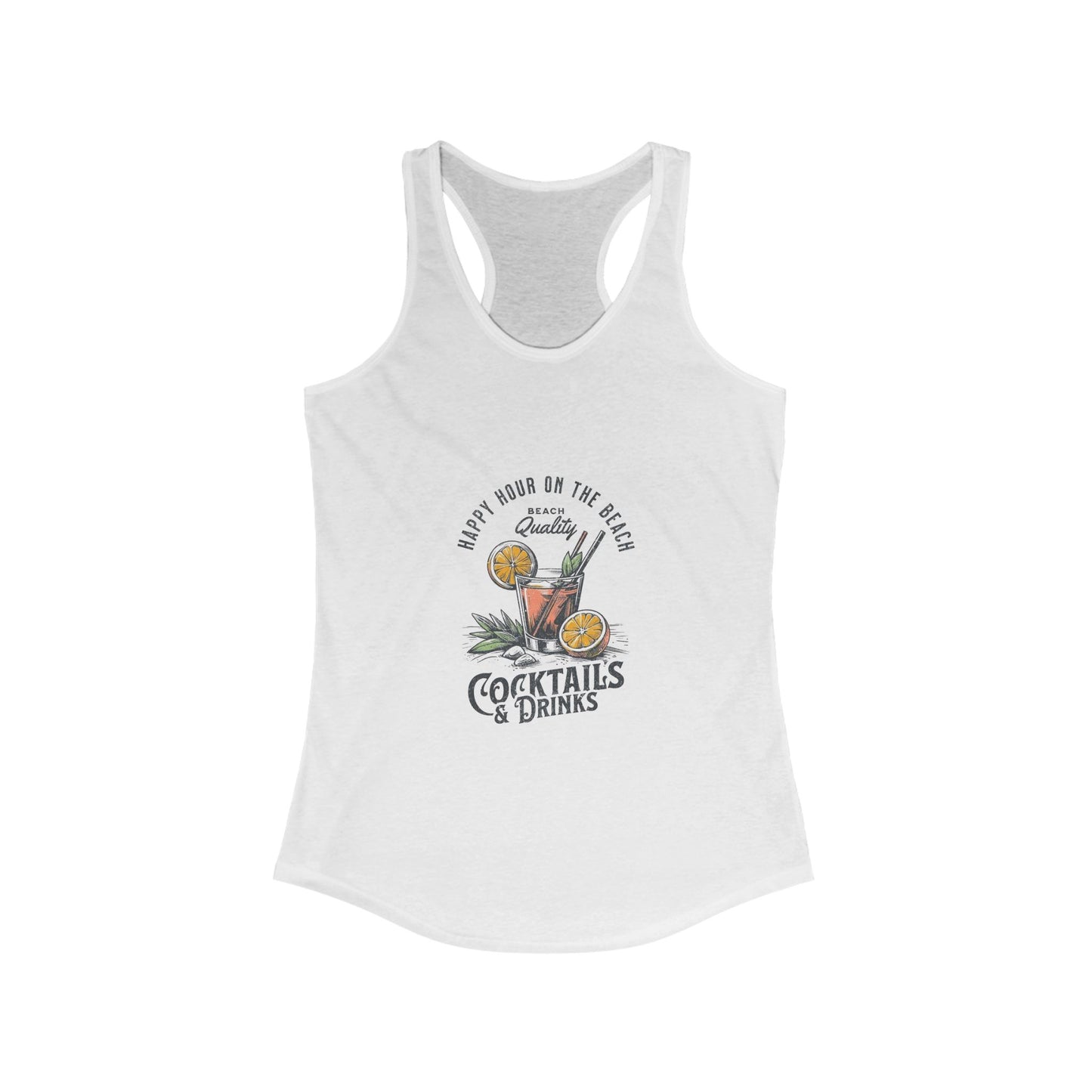 Cocktails & Drinks Women's Racerback Tank, Summer Vibes, Fun Party Top, Beach Wear, Gift for Her, Relaxed Fit Shirt